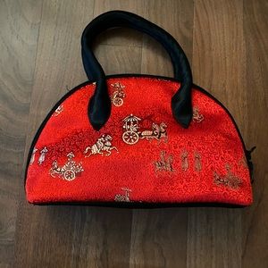 NEW - Red and black silk purse with delicate detail
